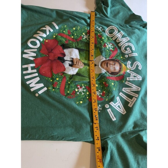 ELF OMG! SANTA! I Know Him Christmas Unisex Holiday Green T-shirt Size Large - Picture 4 of 7